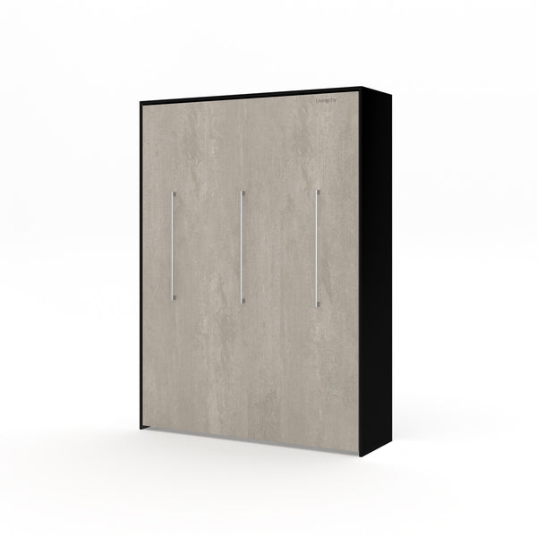 The Livingchy Designer Solitary Queen Murphy Bed | Rock Solid - Black Cabinet