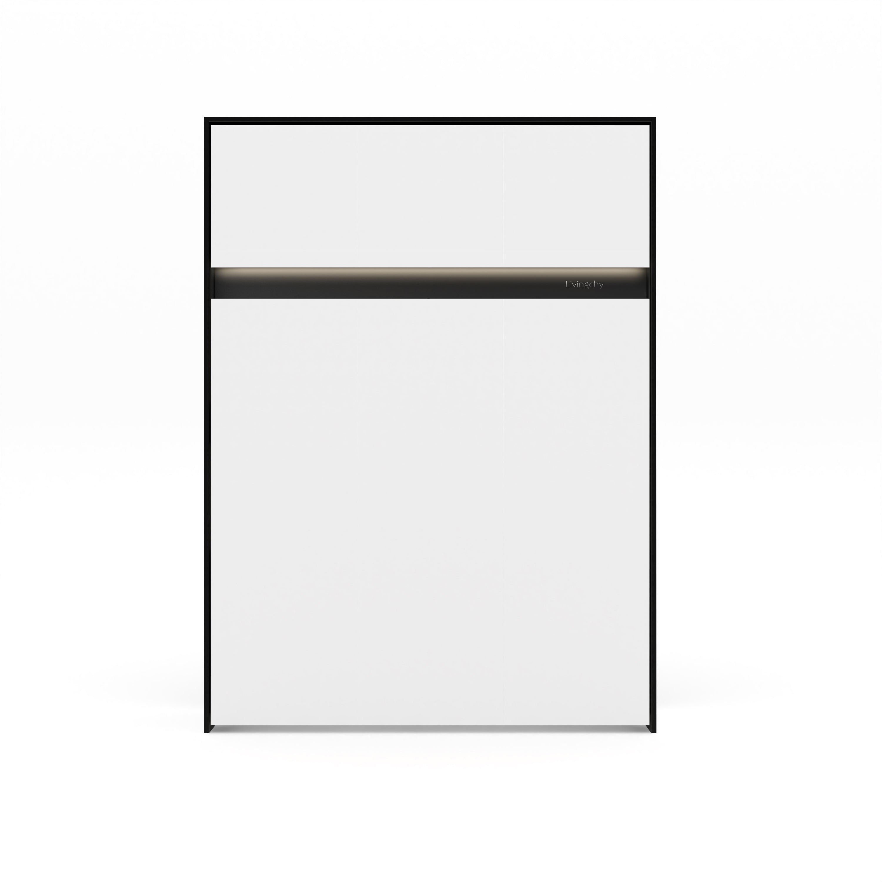 The Livingchy Lifestyle Solitary Full Murphy Bed | White - Black Cabinet