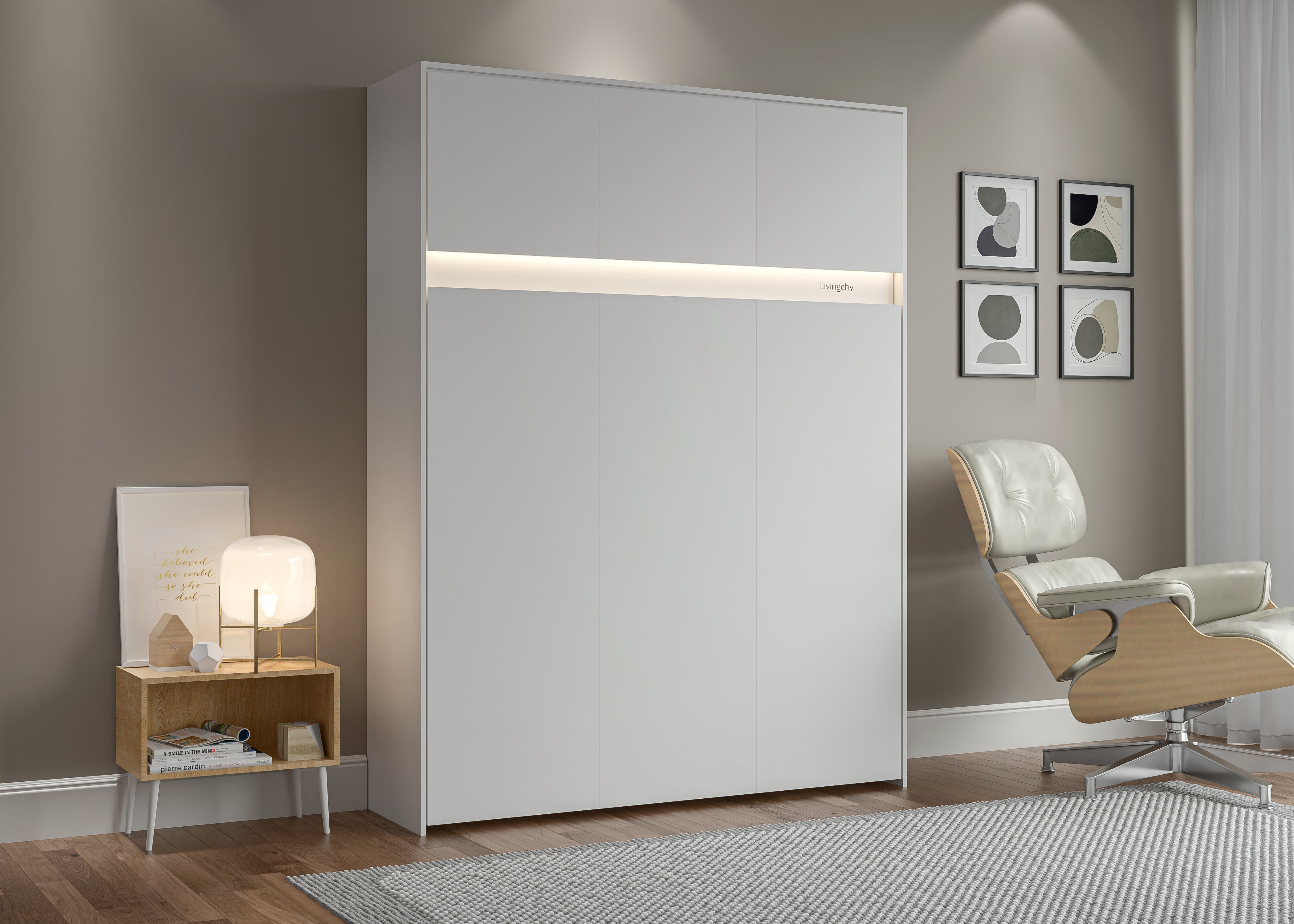 The Livingchy Lifestyle Solitary Queen Murphy Bed | White