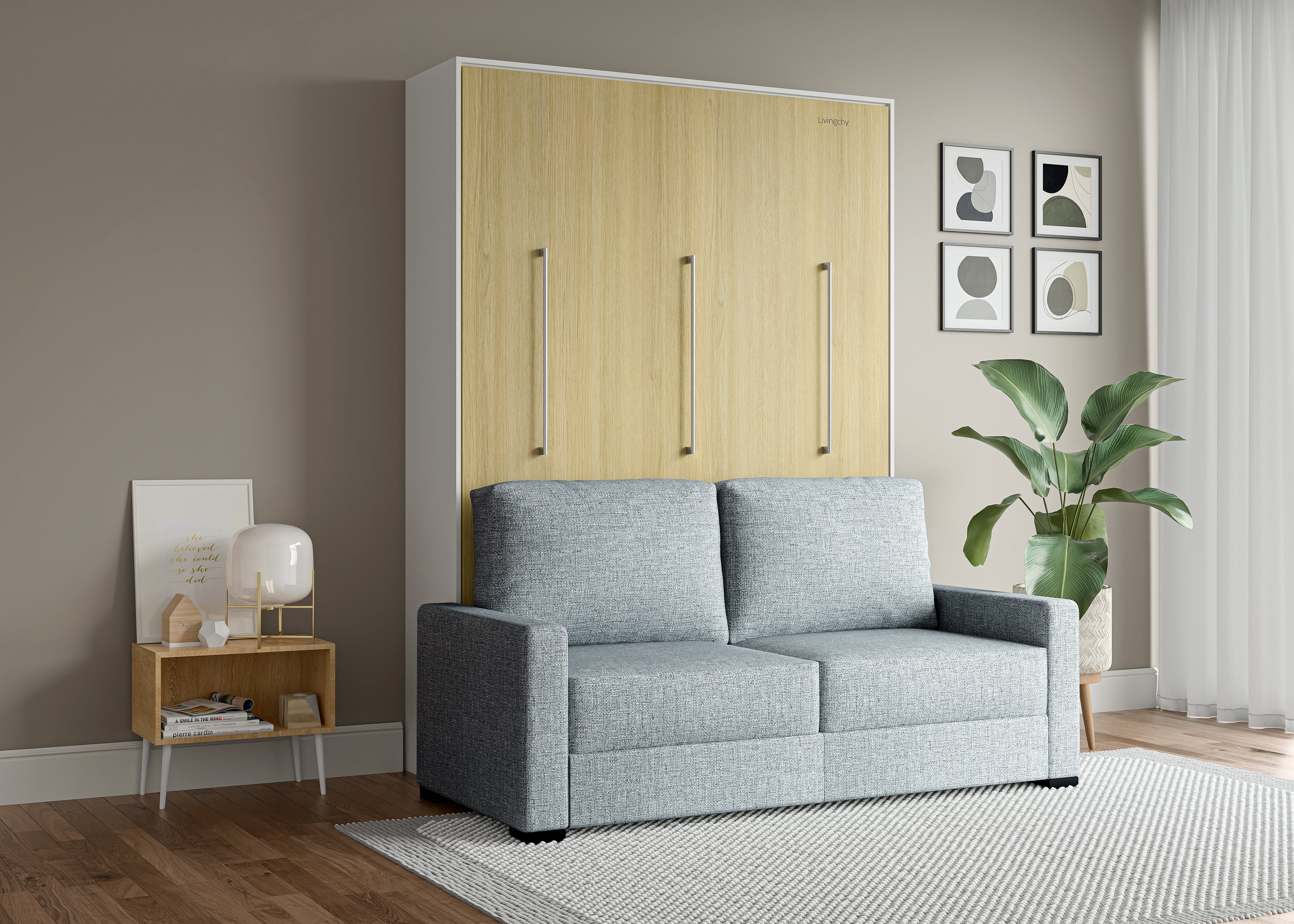 The Livingchy Designer Solitary Sofa Queen Murphy Bed | Sheer Beauty
