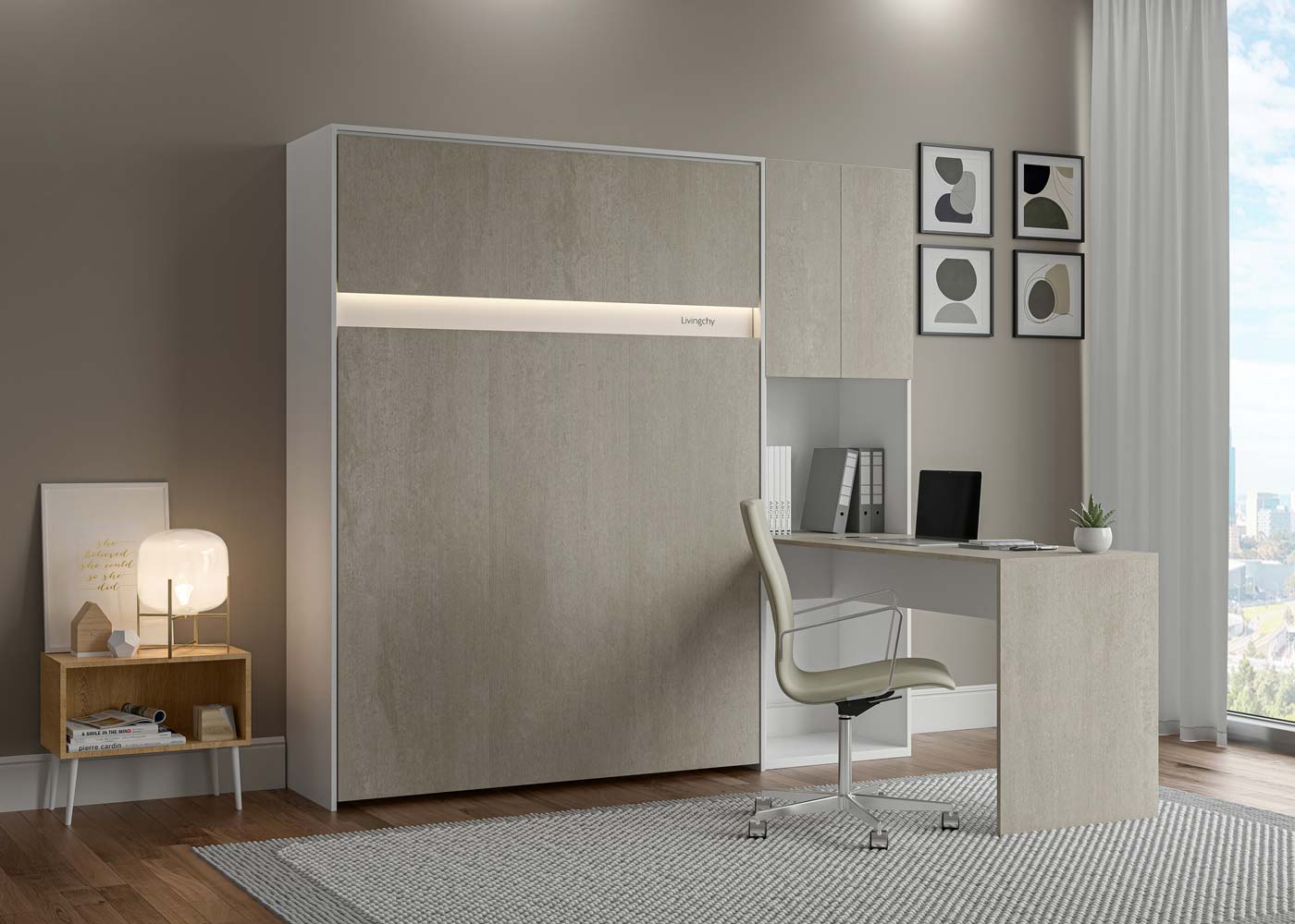 The Livingchy Lifestyle Efficient Full Murphy Bed With Desk | Rock Solid