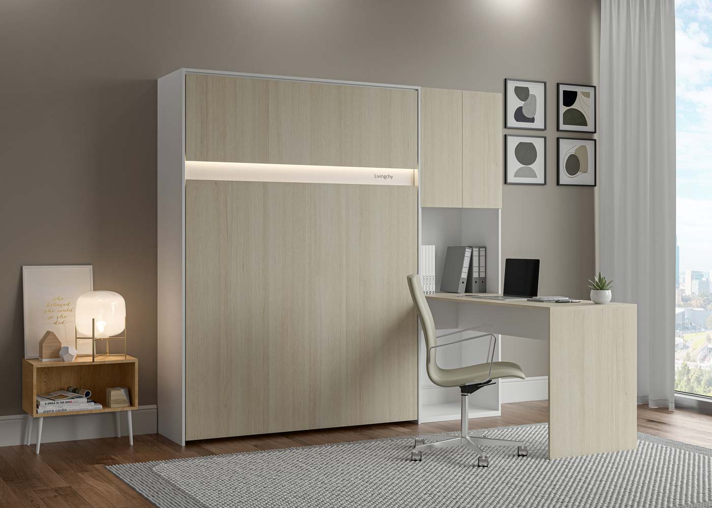 The Livingchy Lifestyle Efficient Full Murphy Bed With Desk | Free Spirit