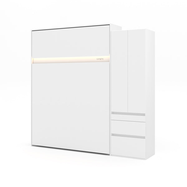 The Livingchy Lifestyle Bachelor Multitask Queen 90 Murphy Bed | White