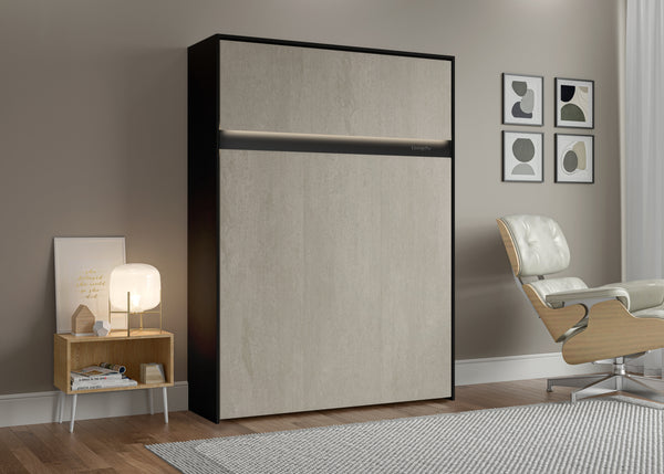 The Livingchy Lifestyle Solitary Full Murphy Bed | Rock Solid - Black Cabinet