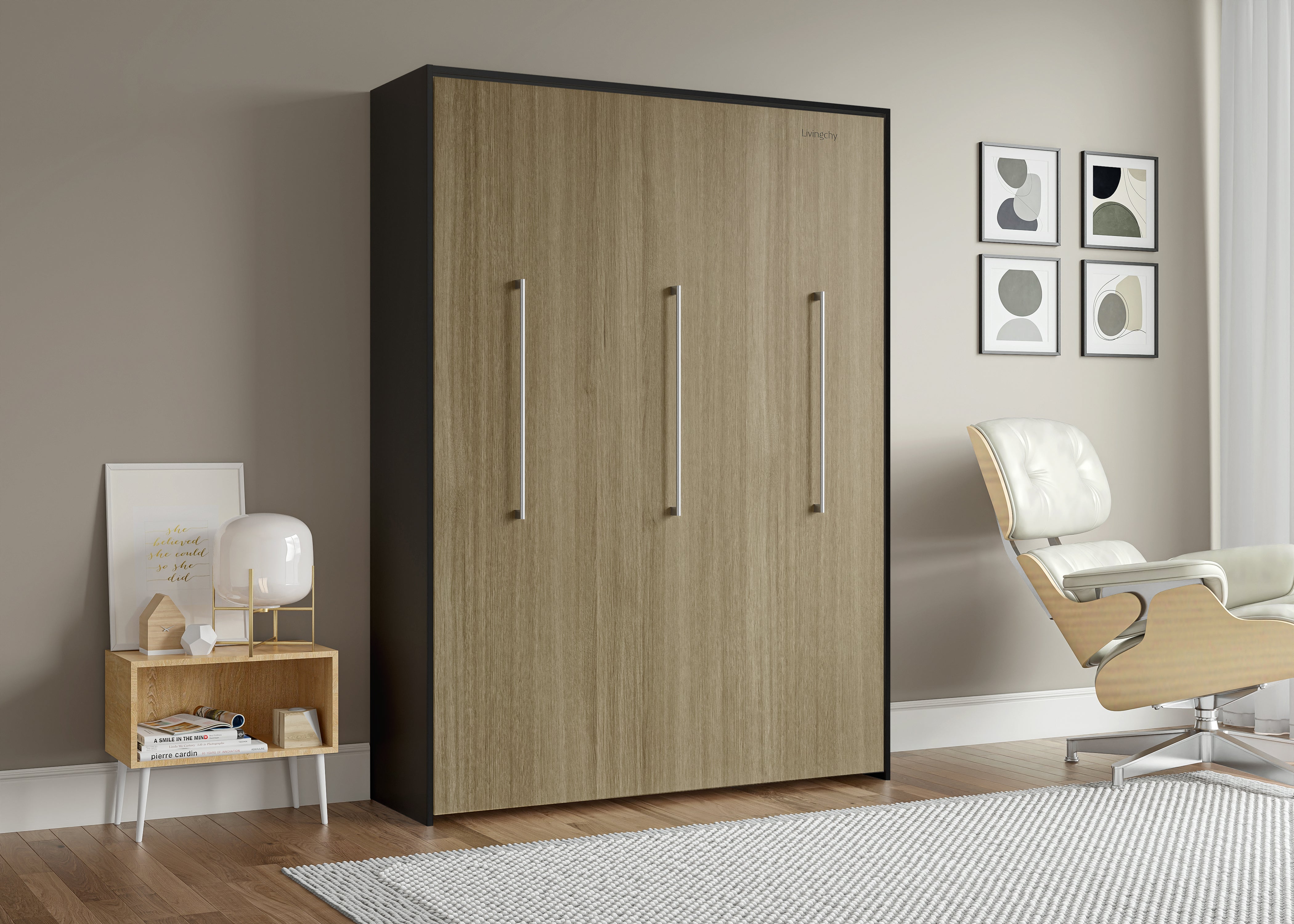 The Livingchy Designer Solitary Full Murphy Bed | Fashionista - Black Cabinet