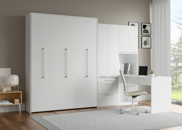 The Livingchy Designer Efficient Multitask Queen Murphy Bed With Desk | White