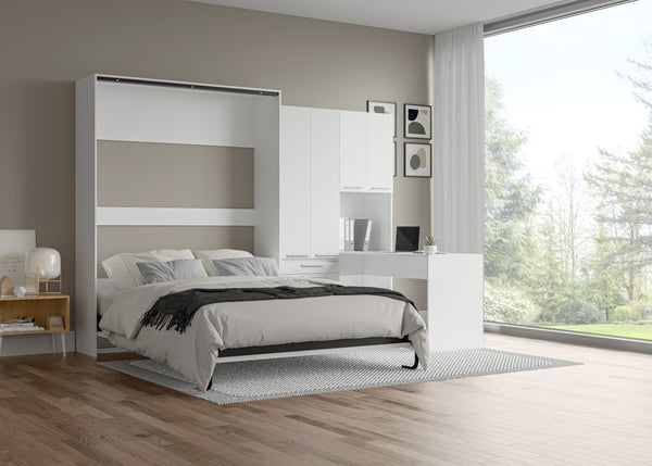 The Livingchy Designer Efficient Multitask Queen Murphy Bed With Desk | White