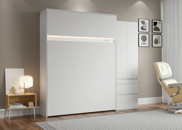 The Livingchy Lifestyle Bachelor Multitask Queen 90 Murphy Bed | White