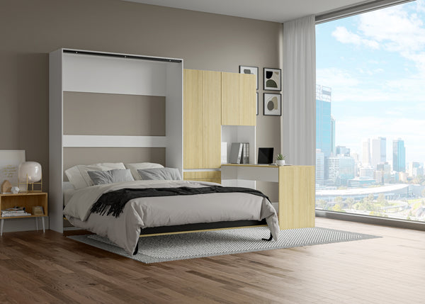 The Livingchy Lifestyle Efficient Multitask Queen Murphy Bed With Desk | Sheer Beauty