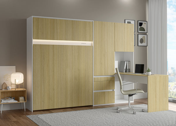 The Livingchy Lifestyle Efficient Multitask Full Murphy Bed With Desk | Sheer Beauty