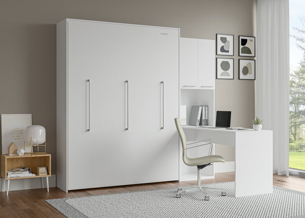 The Livingchy Designer Efficient Queen Murphy Bed With Desk | White