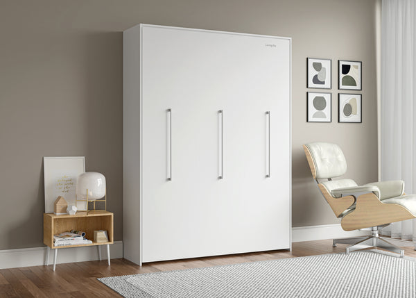 The Livingchy Designer Solitary Queen Murphy Bed | White