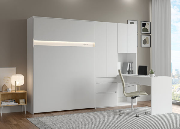 The Livingchy Lifestyle Efficient Multitask Full Murphy Bed With Desk | White
