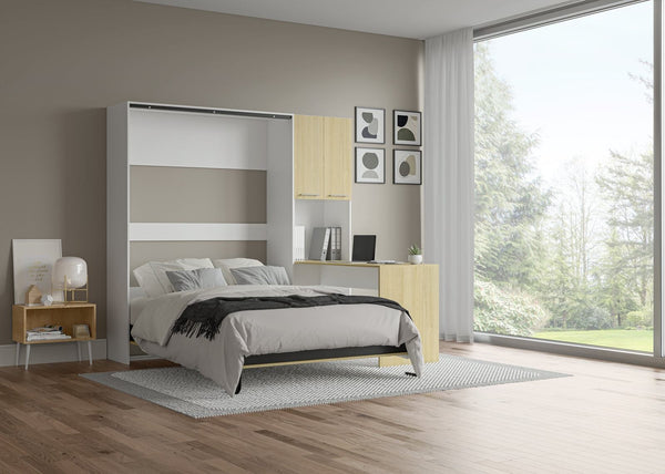 The Livingchy Designer Efficient Full Murphy Bed With Desk | Sheer Beauty